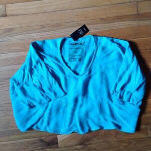 Annitan Wave Top In Pool Crop Top, 100% Raw Silk Size One Fits All***